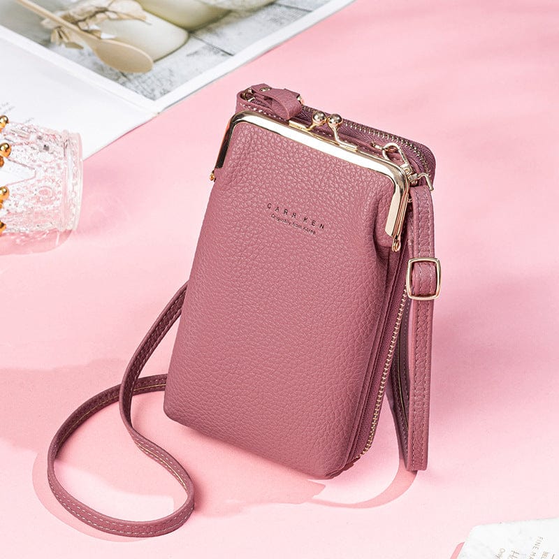 Shoulder Mini Phone Bag Litchi Solid Leather Cell Phone Crossbody Bags for Women Designer
