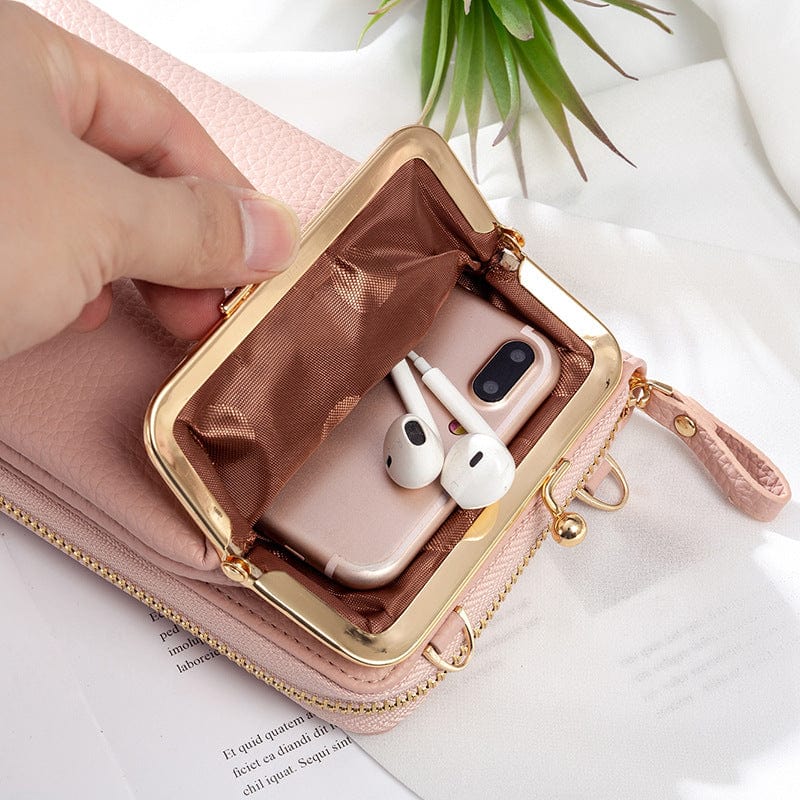 Shoulder Mini Phone Bag Litchi Solid Leather Cell Phone Crossbody Bags for Women Designer