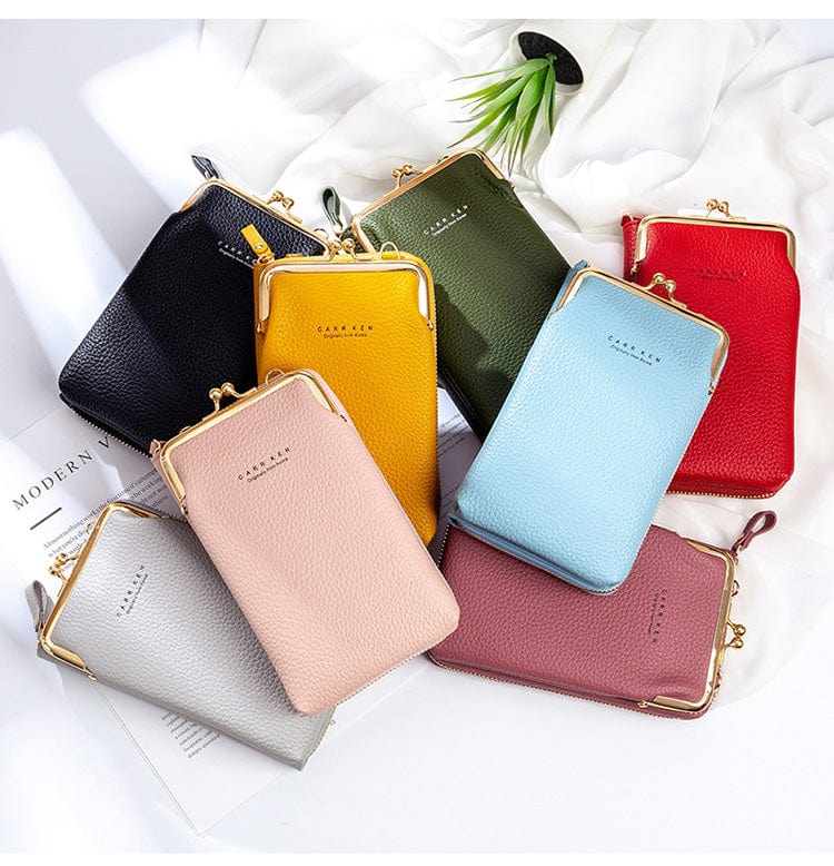 Shoulder Mini Phone Bag Litchi Solid Leather Cell Phone Crossbody Bags for Women Designer