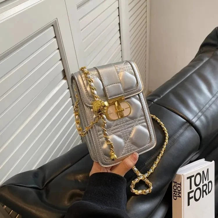 silver 2024 Flap Crossbody Bags Women Mini PU Leather Shoulder Purses and Handbags for Girls Ladies Phone Quilted Puff Designer Bag