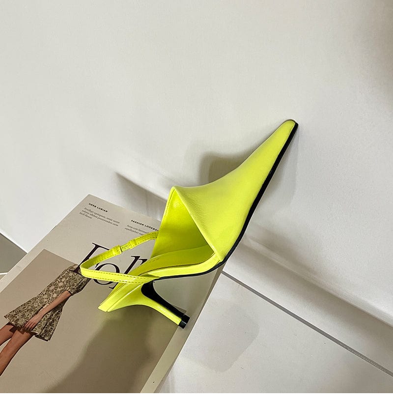 Silver black wine red fluorescent yellow white spring and summer 2023 new fashion pointed high heel sandals
