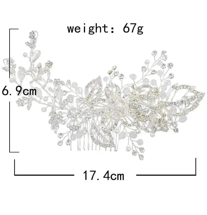 Silver Classic silver diamond crystal white pearl hair accessories wedding braided headdress party women jewelry