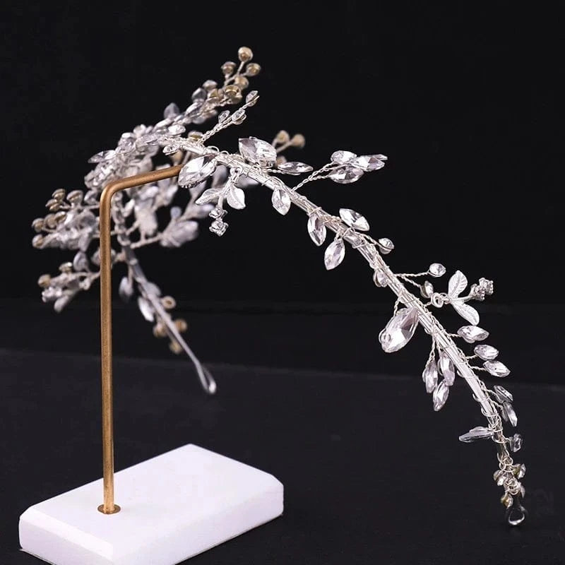 Silver Crystal Wedding Headband Silver Bride Hair piece Wedding Hair Accessories