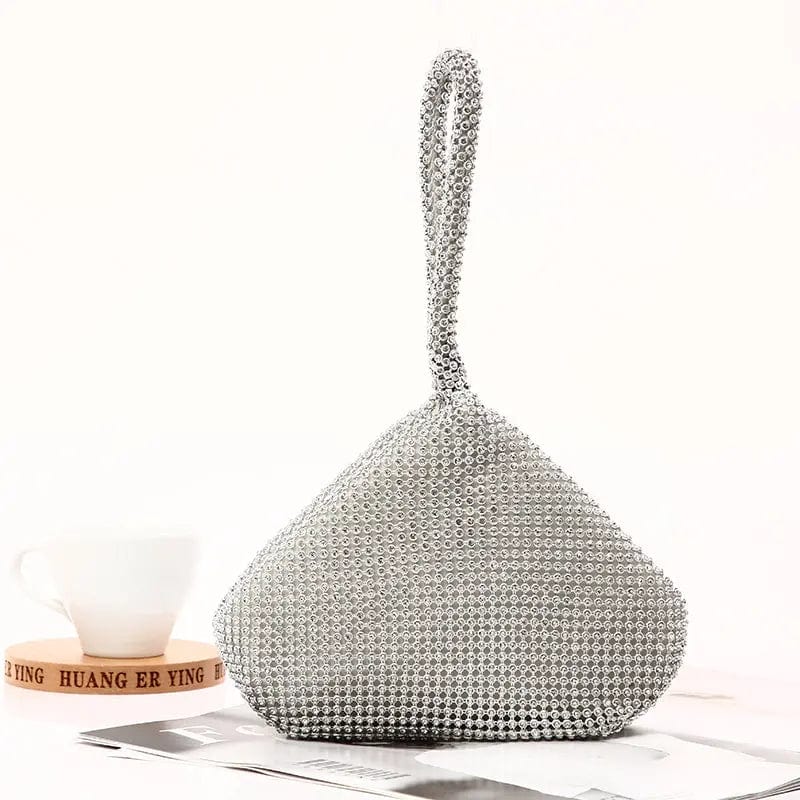 silver Factory direct wholesale classic crystal clutches diamond wristlet clutch landmine shape evening bag for lady party prom banquet