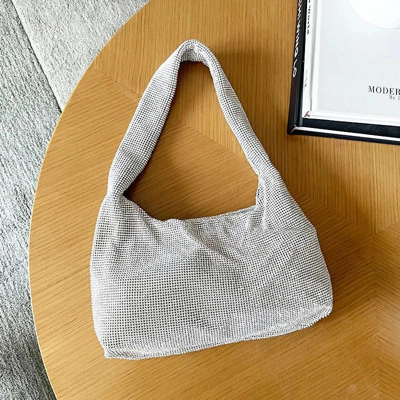 silver Fashionable women designer luxury rhinestone crystal 2M diamond evening clutch hand bag