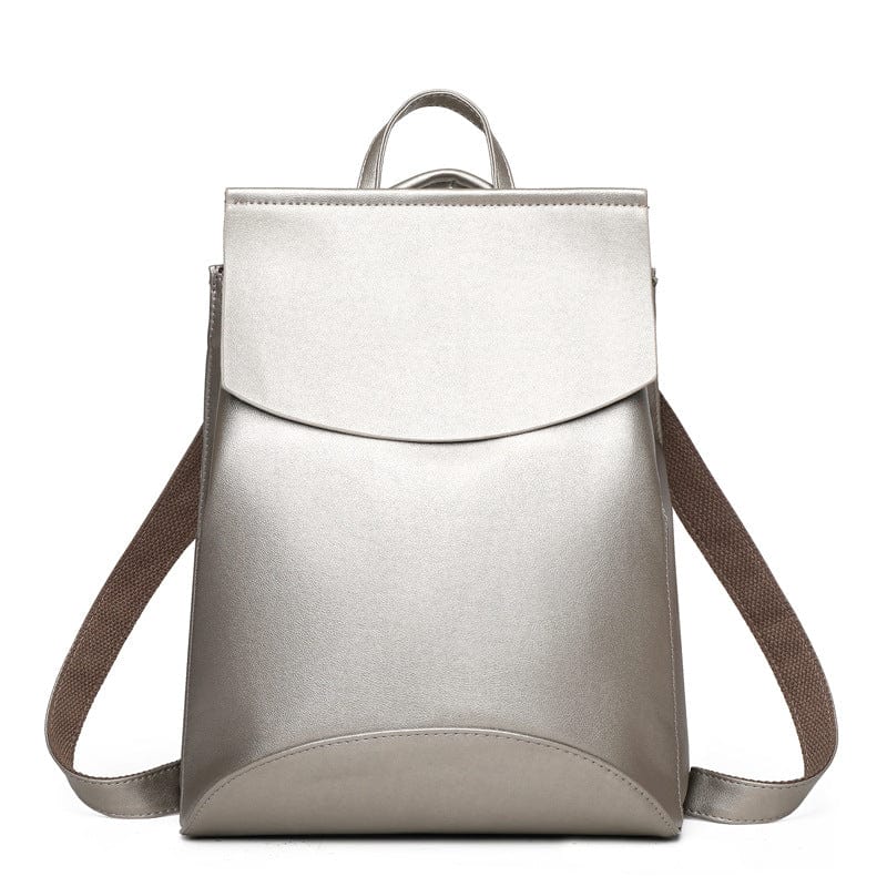Silver Full Grain Leather Brooks Convertible Bag Small Women's Stylish Genuine Full Grain Leather Backpack Bags Purse
