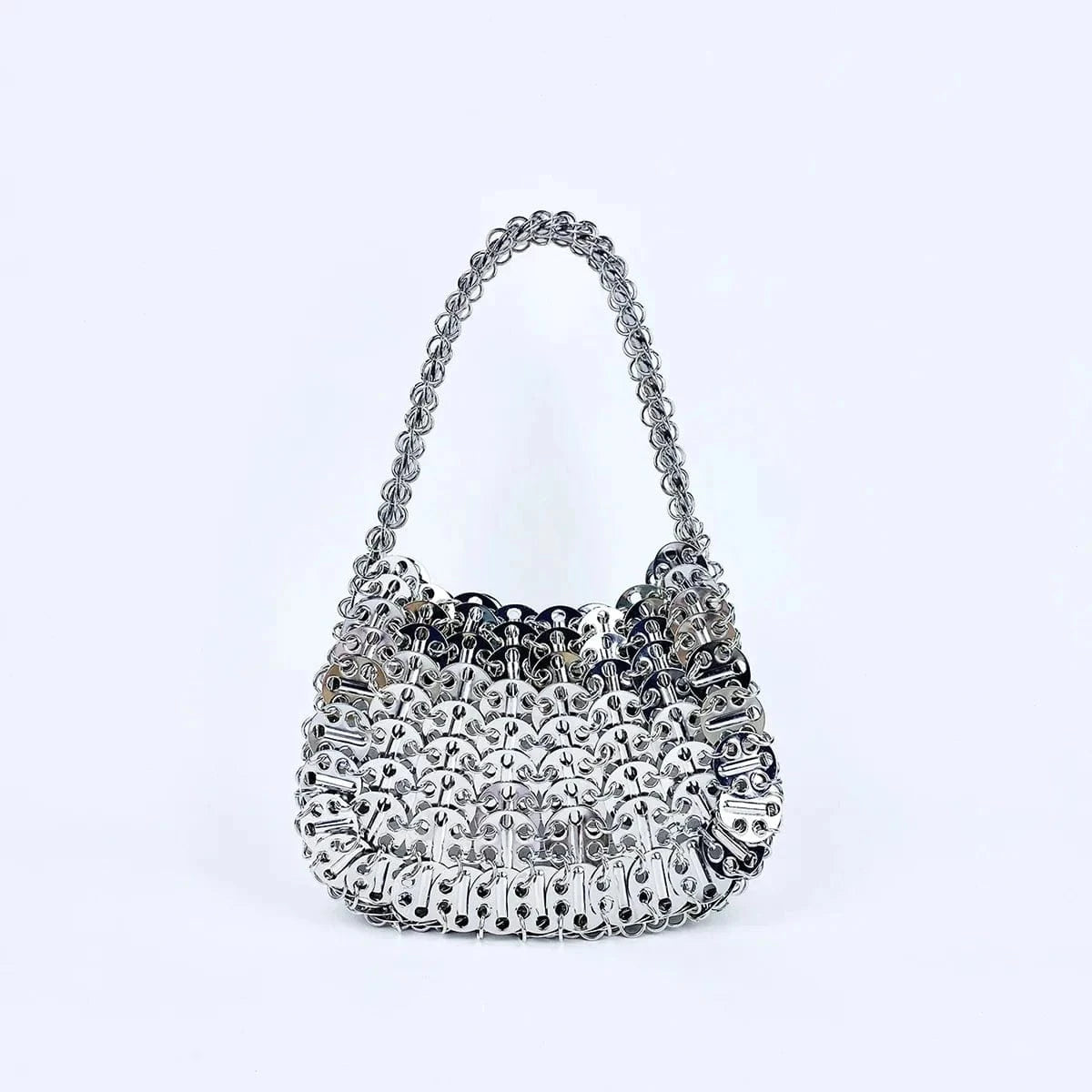 silver Glitter Small Handbags Wedding Formal Evening Clutch Party Cocktail Shoulder Purse Metal Sequins Bags