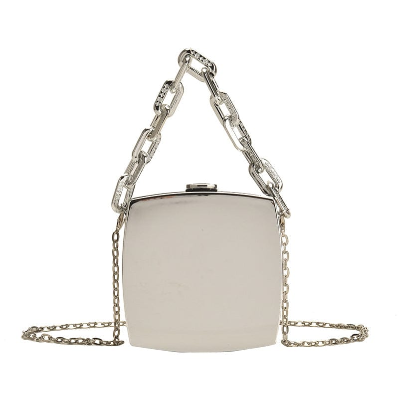 silver Gold Silver Clutch Purse for Women Luxury PVC Box Bag Chains Design Acrylic Handbag Fancy Evening Bags