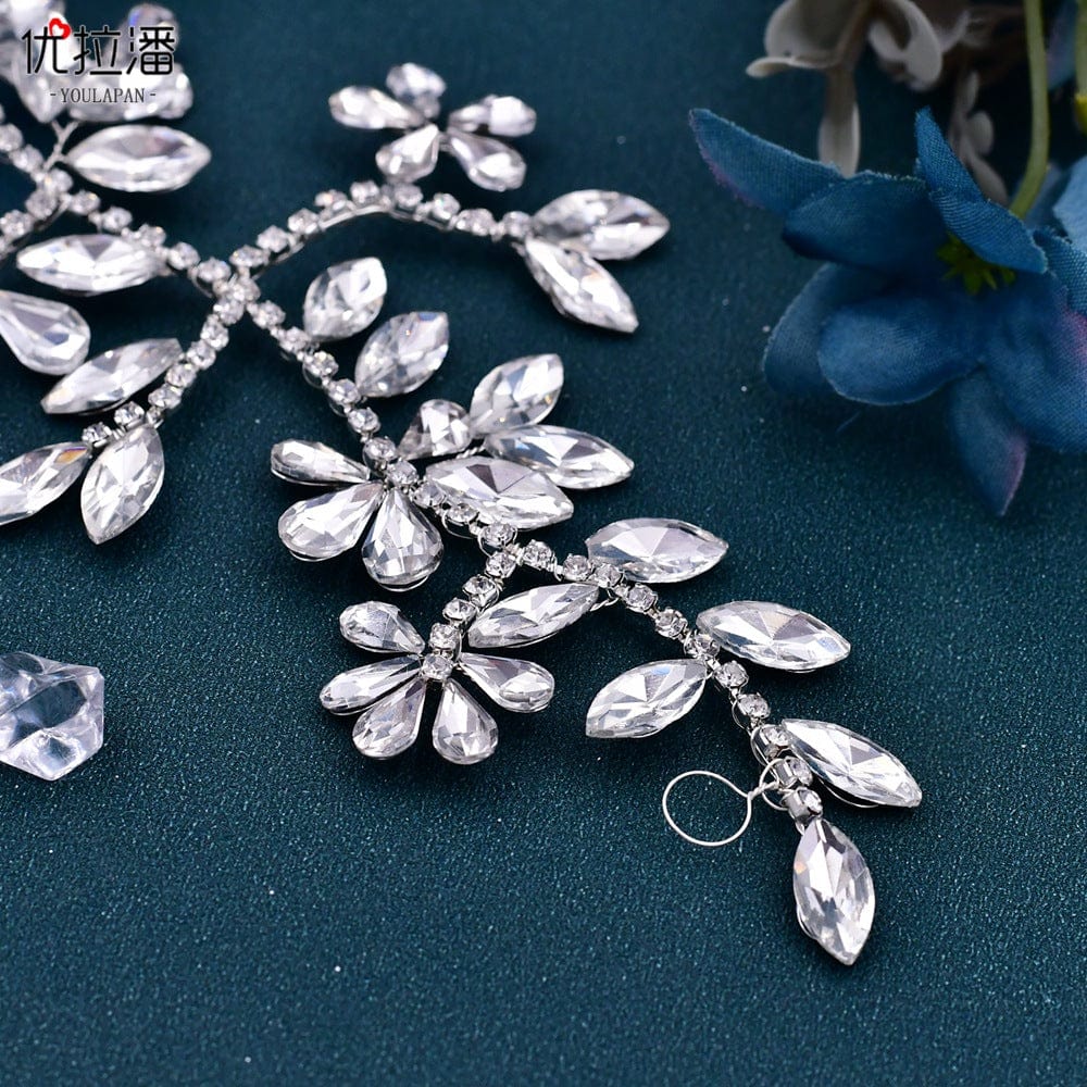 silver hair accessories S4223F Bridal headdress pure handmade rhinestone hair band simple styling headband hair accessories tiara crown for girls