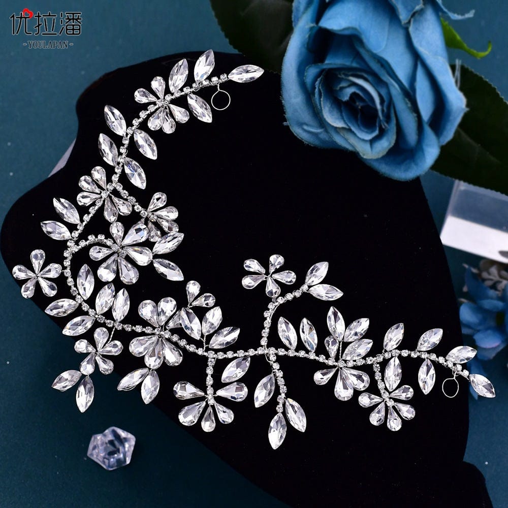 silver hair accessories S4223F Bridal headdress pure handmade rhinestone hair band simple styling headband hair accessories tiara crown for girls