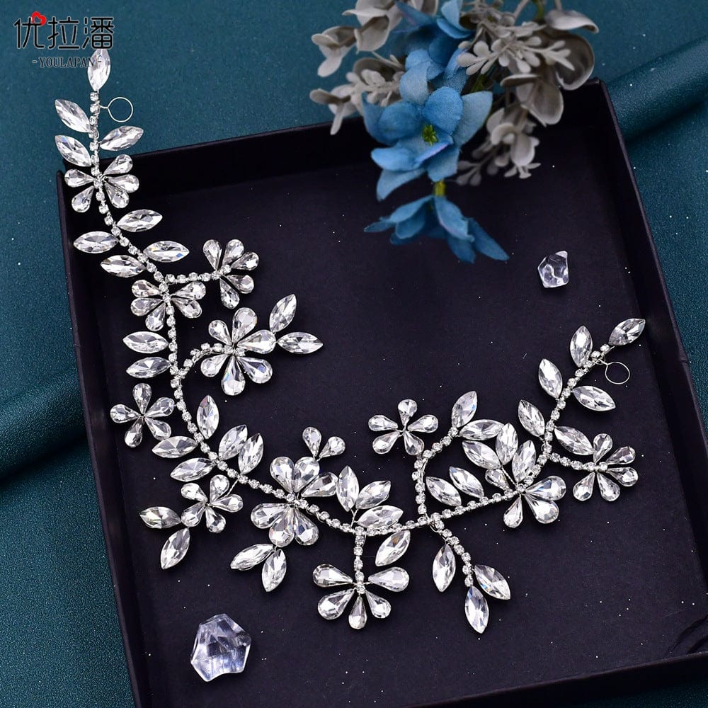 silver hair accessories S4223F Bridal headdress pure handmade rhinestone hair band simple styling headband hair accessories tiara crown for girls