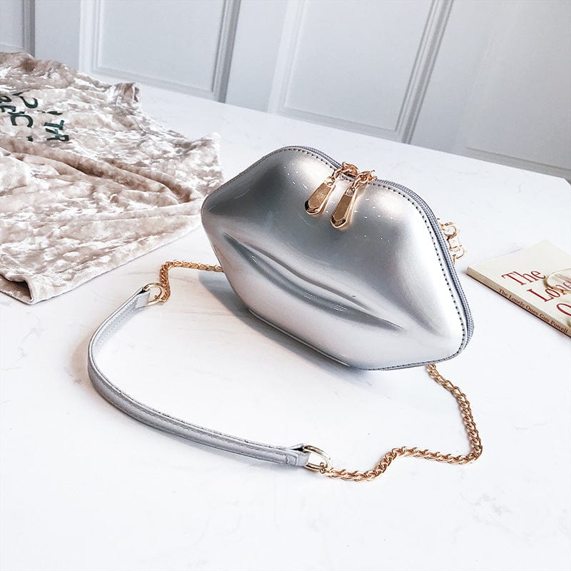 silver Janhe Fashion Cute bolsas feminina Crossbody Bag Women Lip Shaped Punching Handbags Clutch Evening Bag Purse For Girls