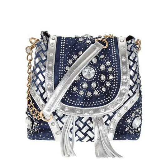 silver Luxury Bags Women Handbags Trendy Women Canvas Handmade Weave Leather Tote Handbags Diamond Messenger Bags  Women Shoulder Bags