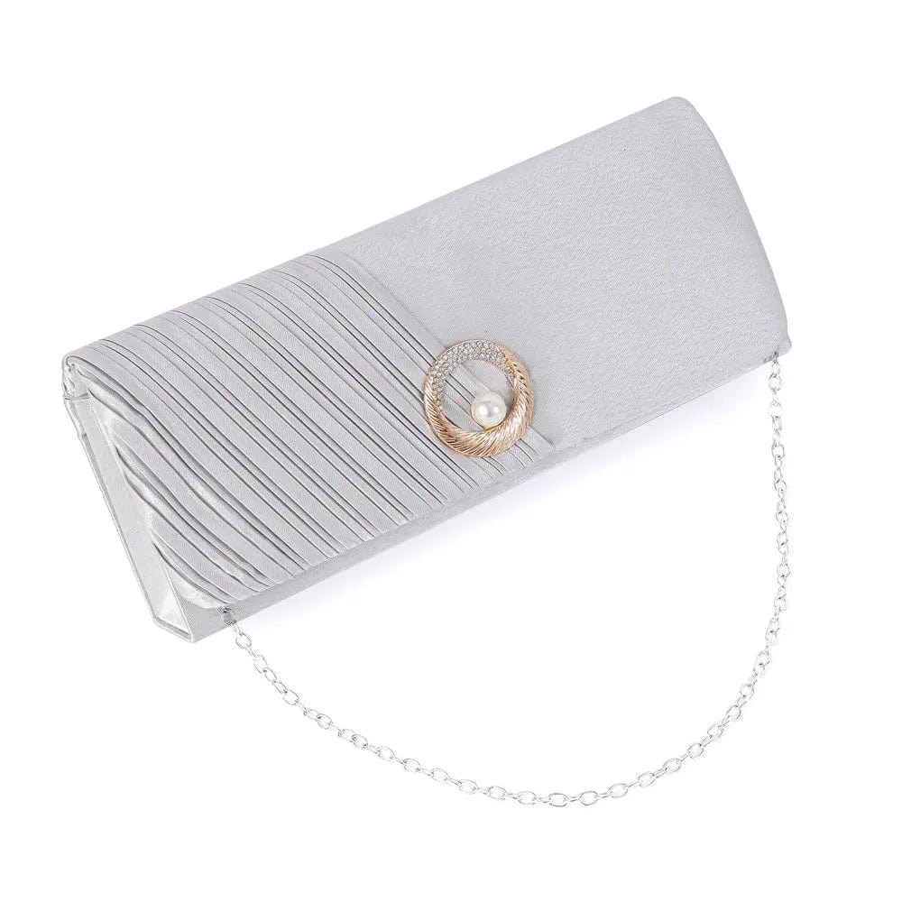 silver Spring And Summer Fashion Fold Pearl Clutch Satin Satin Messenger Bag Factory Exclusively For Women's Evening Bags