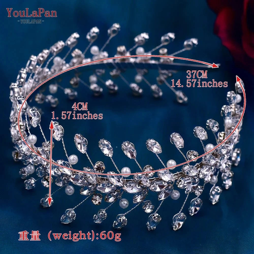 Silver YouLaPan HP351 Popular Ladies' Daily Hair Accessories Shining Rhinestones Pearls Headwear Wedding Bridal Headbands