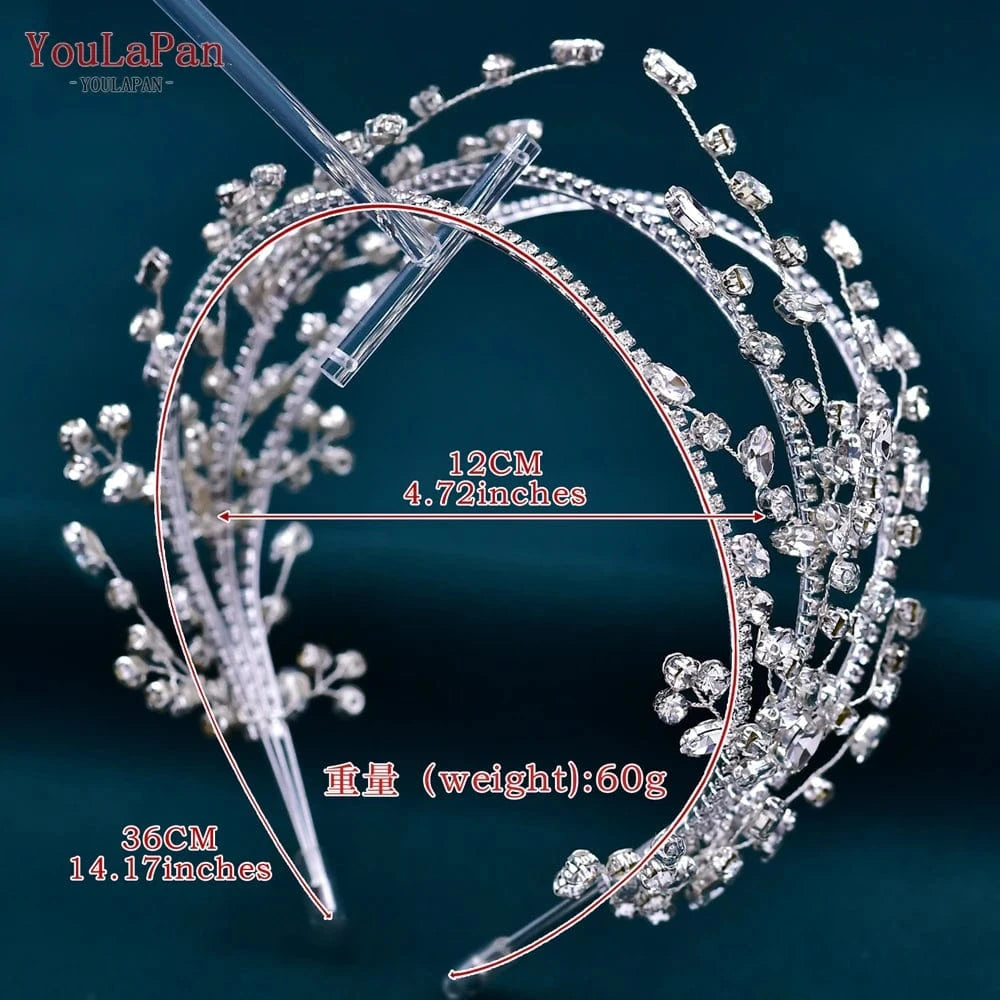 Silver Youlapan HP381 Fashion Women Daily Headbands Shiny Silver Rhinestones Party Wedding Bridal Hair Accessories Wholesale Tiara