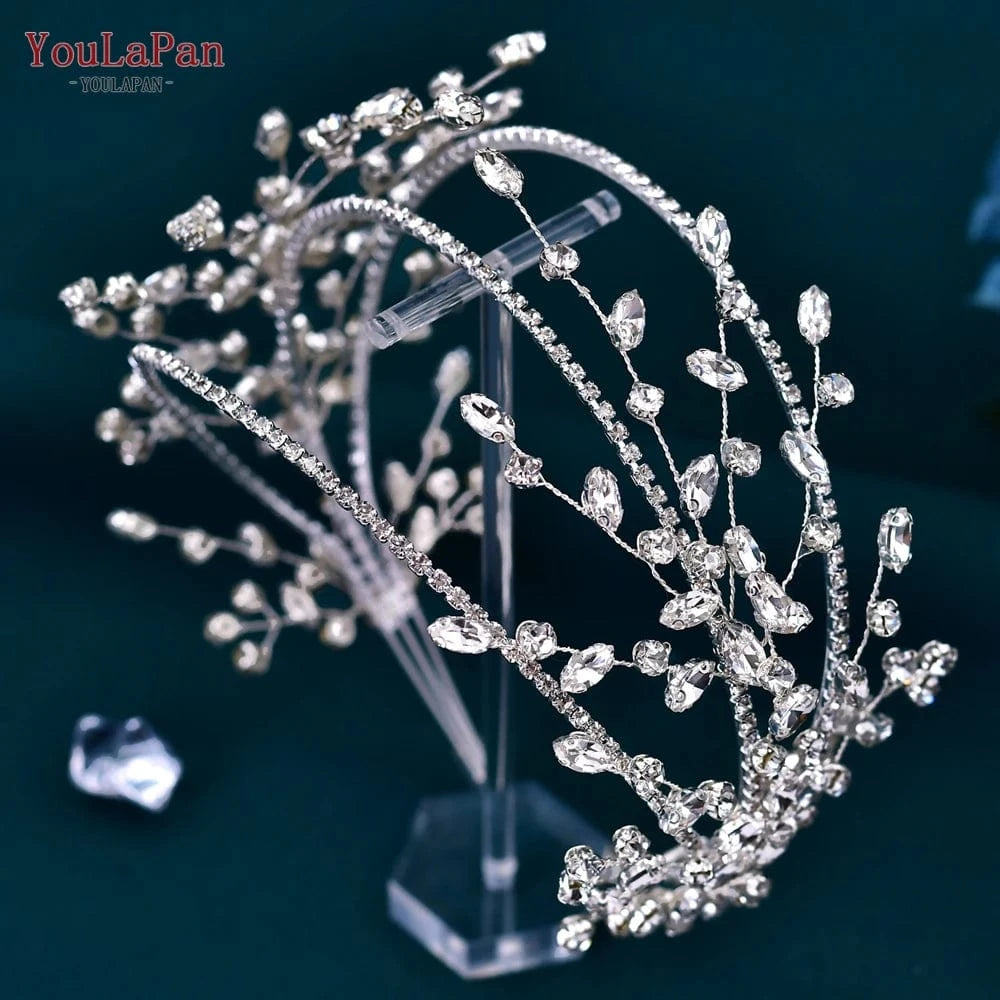 Silver Youlapan HP381 Fashion Women Daily Headbands Shiny Silver Rhinestones Party Wedding Bridal Hair Accessories Wholesale Tiara
