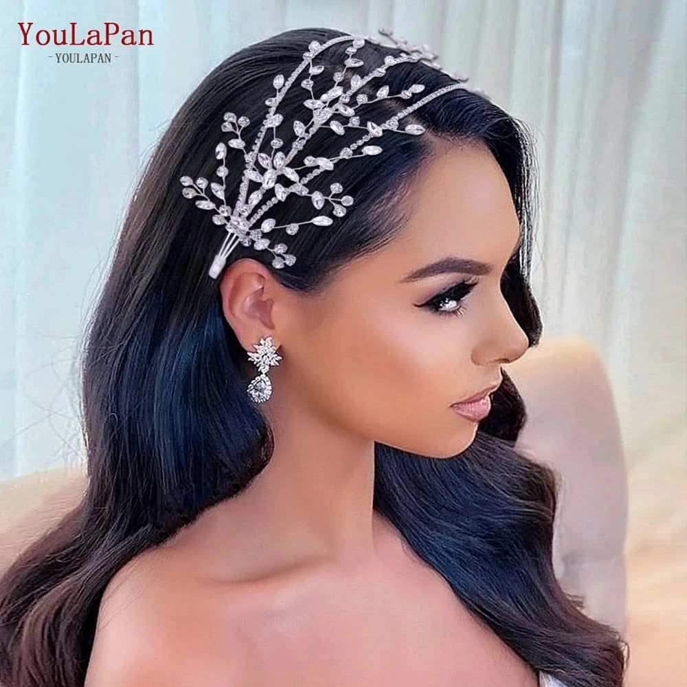 Silver Youlapan HP381 Fashion Women Daily Headbands Shiny Silver Rhinestones Party Wedding Bridal Hair Accessories Wholesale Tiara