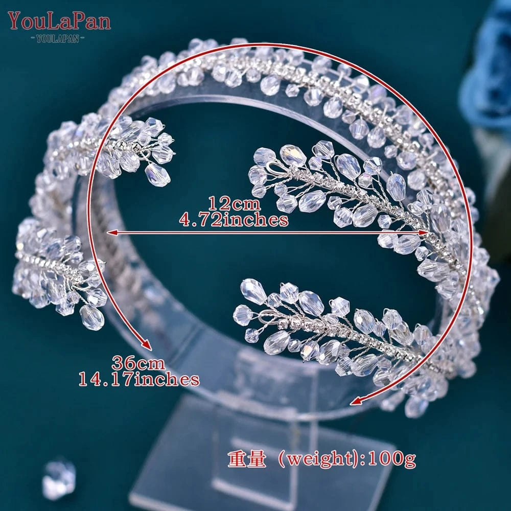 Silver Youlapan HP382 Custom Crystal Fashion Headband, Prom Wedding Ladies Bridal Rhinestone Hair Accessories Headband