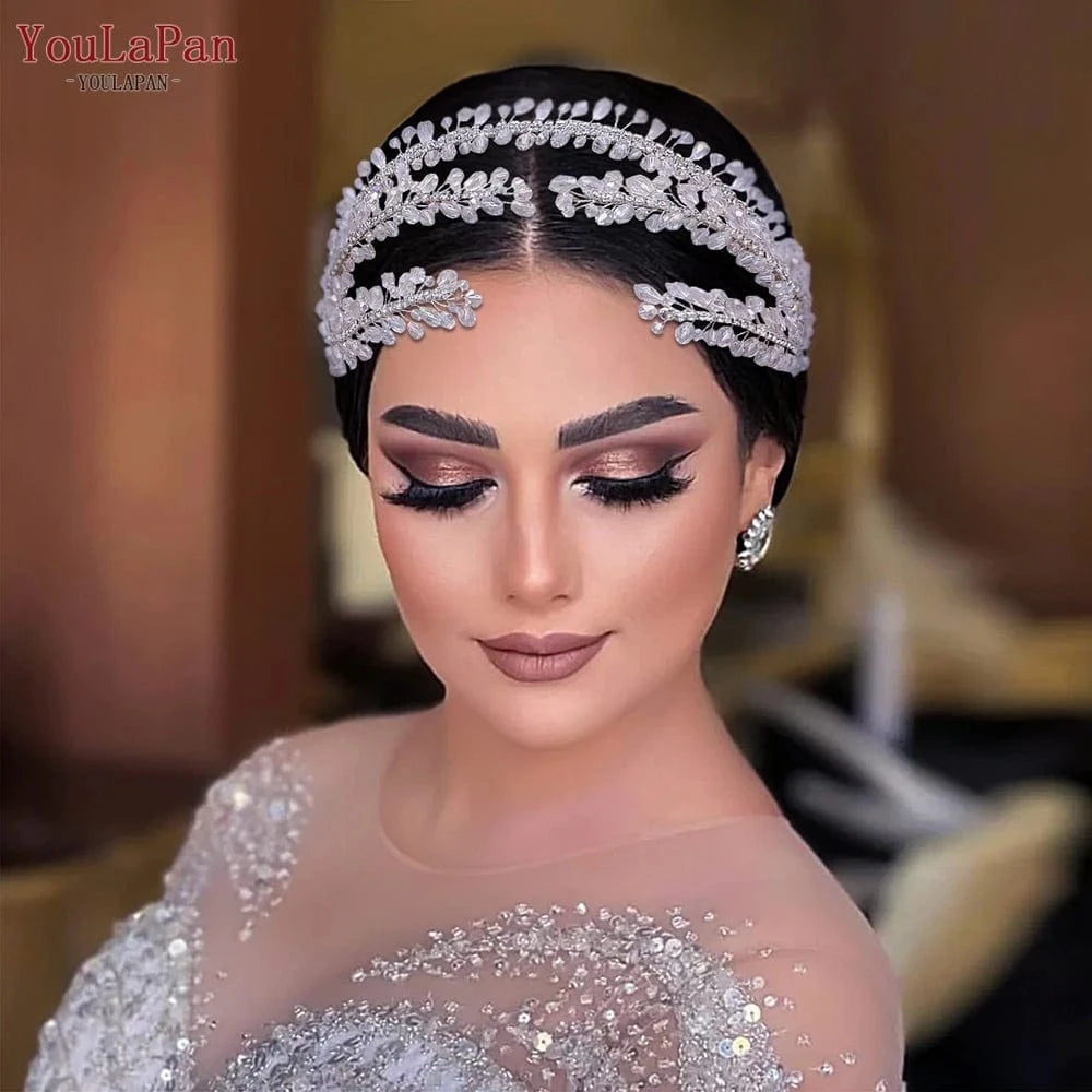 Silver Youlapan HP382 Custom Crystal Fashion Headband, Prom Wedding Ladies Bridal Rhinestone Hair Accessories Headband