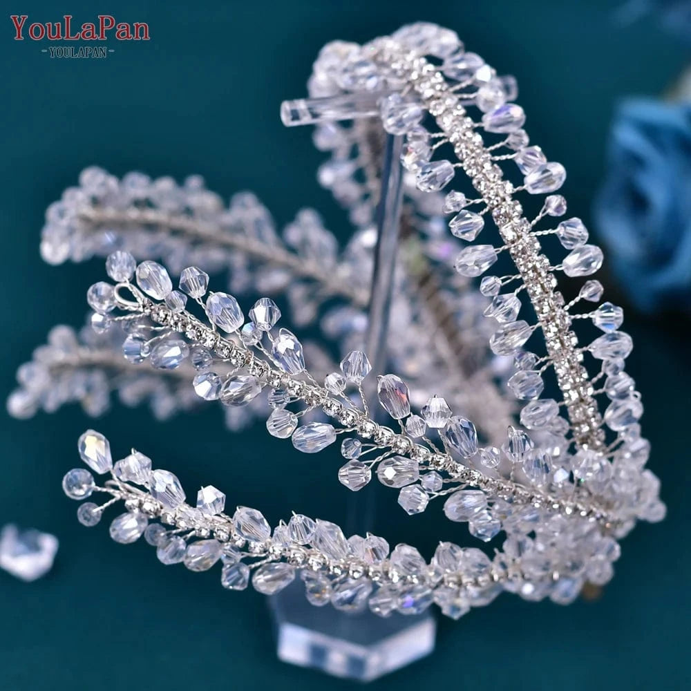 Silver Youlapan HP382 Custom Crystal Fashion Headband, Prom Wedding Ladies Bridal Rhinestone Hair Accessories Headband