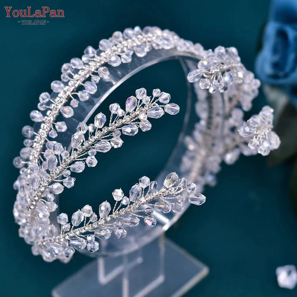 Silver Youlapan HP382 Custom Crystal Fashion Headband, Prom Wedding Ladies Bridal Rhinestone Hair Accessories Headband