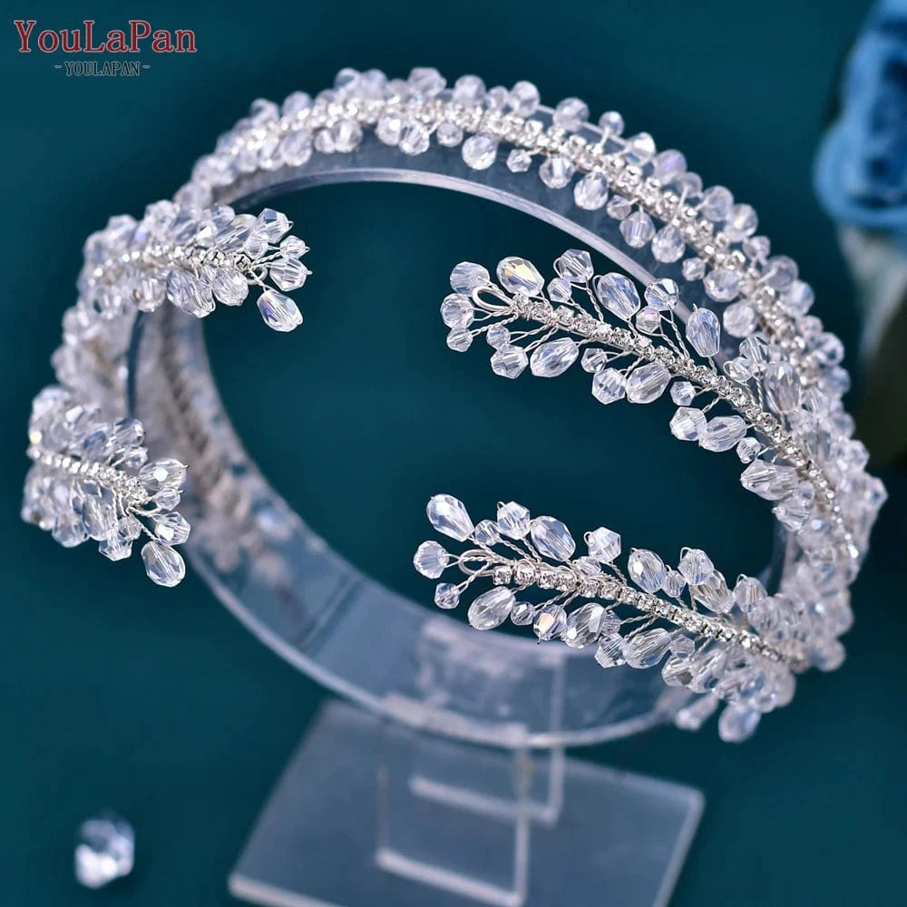 Silver Youlapan HP382 Custom Crystal Fashion Headband, Prom Wedding Ladies Bridal Rhinestone Hair Accessories Headband