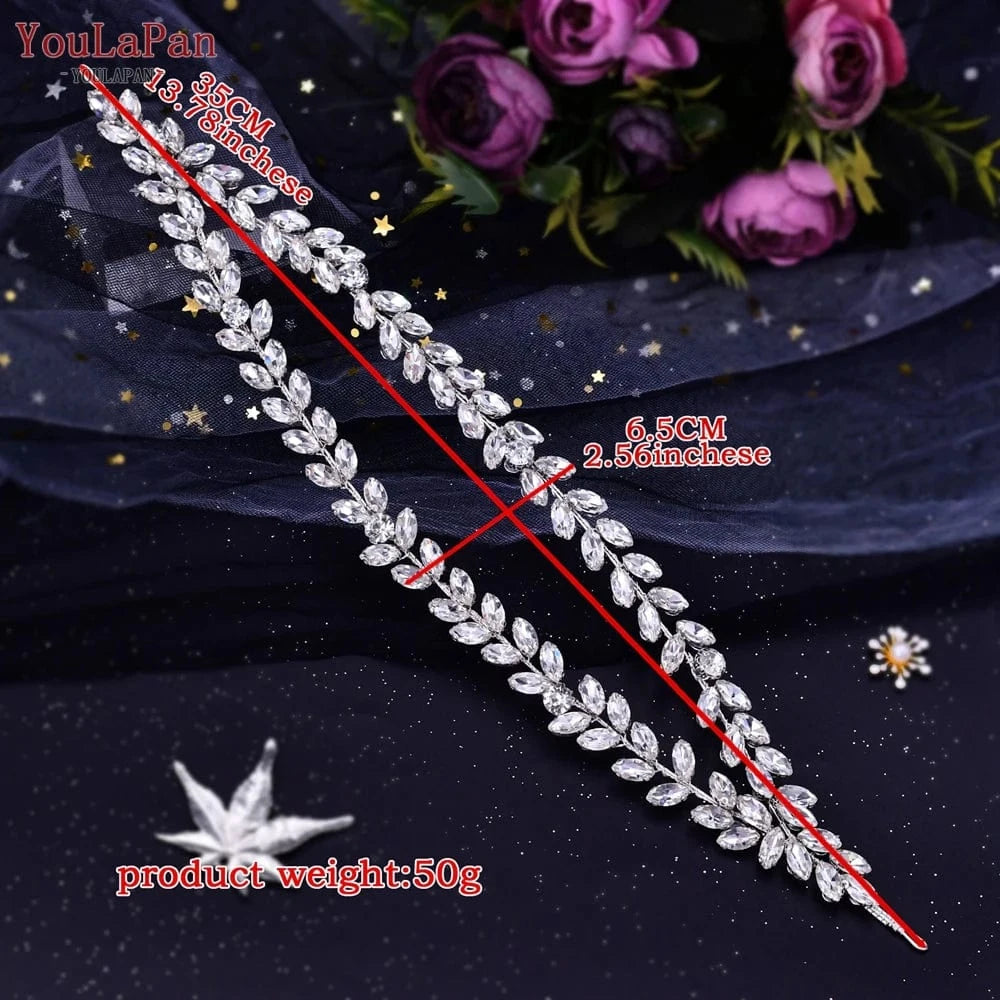 Silver Youlapan HP403 Shiny Rhinestone Double Strand Hairband Ladies Daily Hair Accessories Bride Bridesmaid Wedding Headband