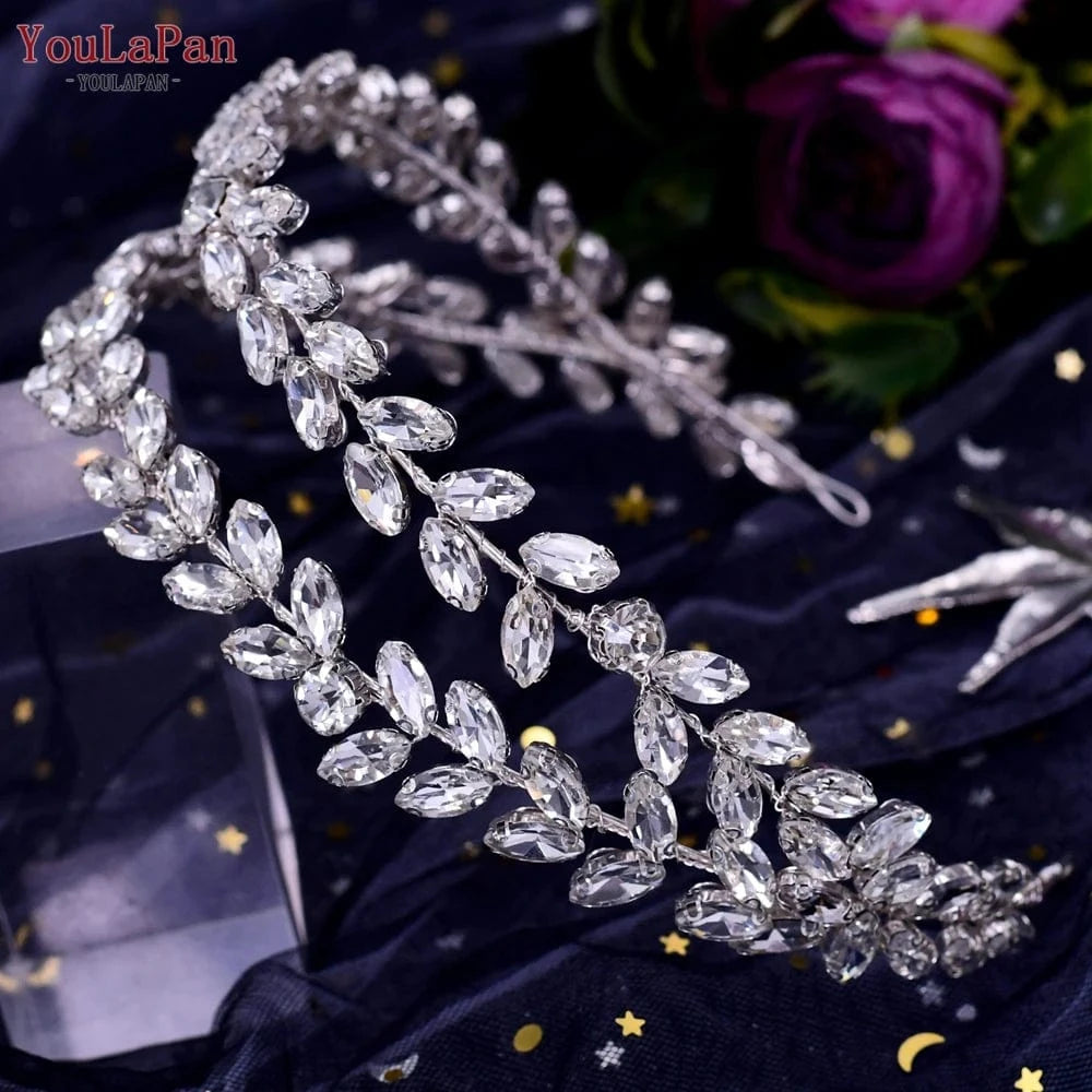 Silver Youlapan HP403 Shiny Rhinestone Double Strand Hairband Ladies Daily Hair Accessories Bride Bridesmaid Wedding Headband