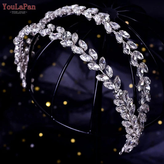 Silver Youlapan HP403 Shiny Rhinestone Double Strand Hairband Ladies Daily Hair Accessories Bride Bridesmaid Wedding Headband