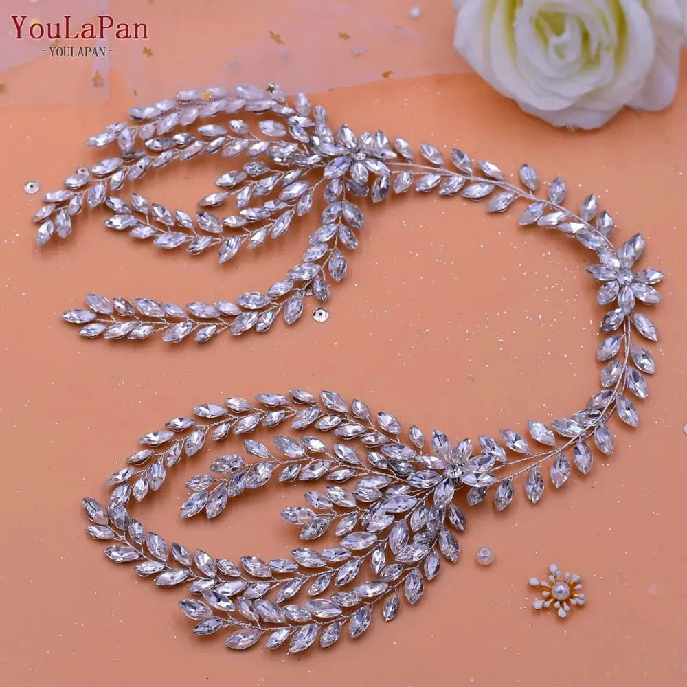 Silver Youlapan HP405 Personalized Styling Hairstyle Decoration Luxury Banquet Ladies Tiara Bridal Wedding Rhinestone Headband