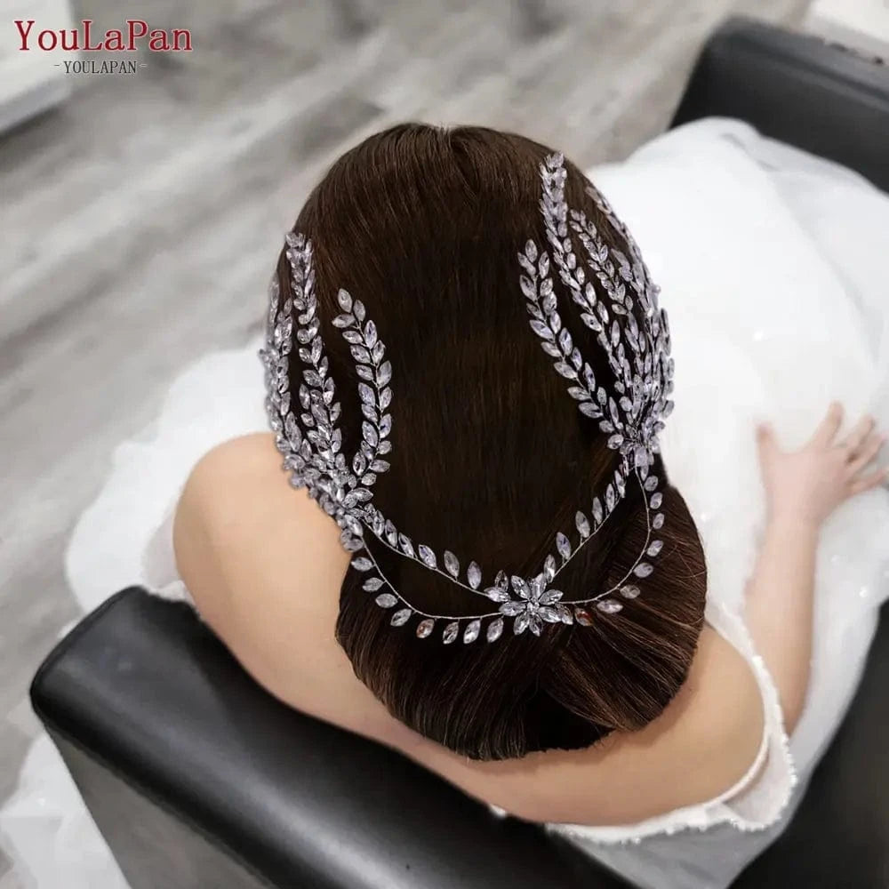 Silver Youlapan HP405 Personalized Styling Hairstyle Decoration Luxury Banquet Ladies Tiara Bridal Wedding Rhinestone Headband
