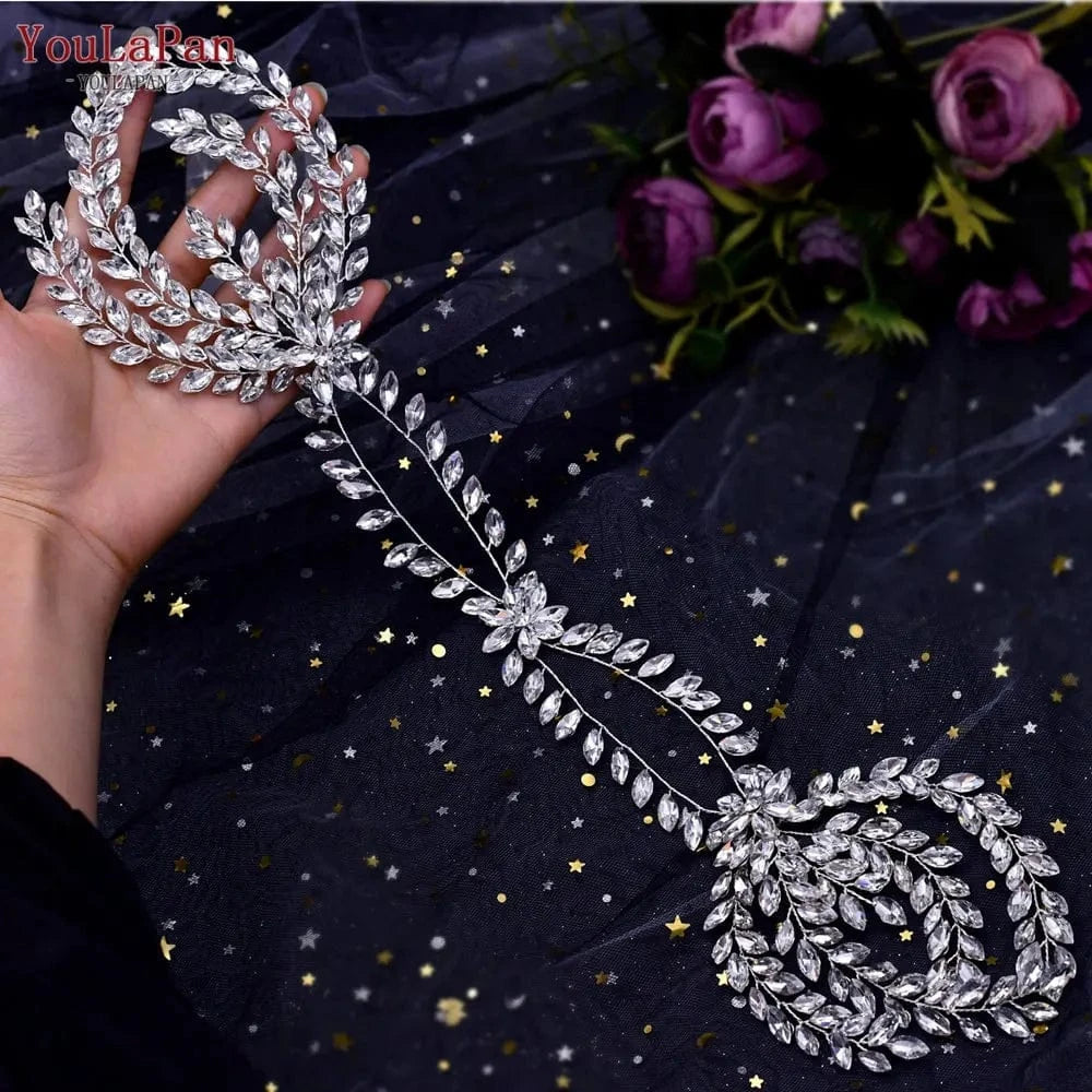 Silver Youlapan HP405 Personalized Styling Hairstyle Decoration Luxury Banquet Ladies Tiara Bridal Wedding Rhinestone Headband