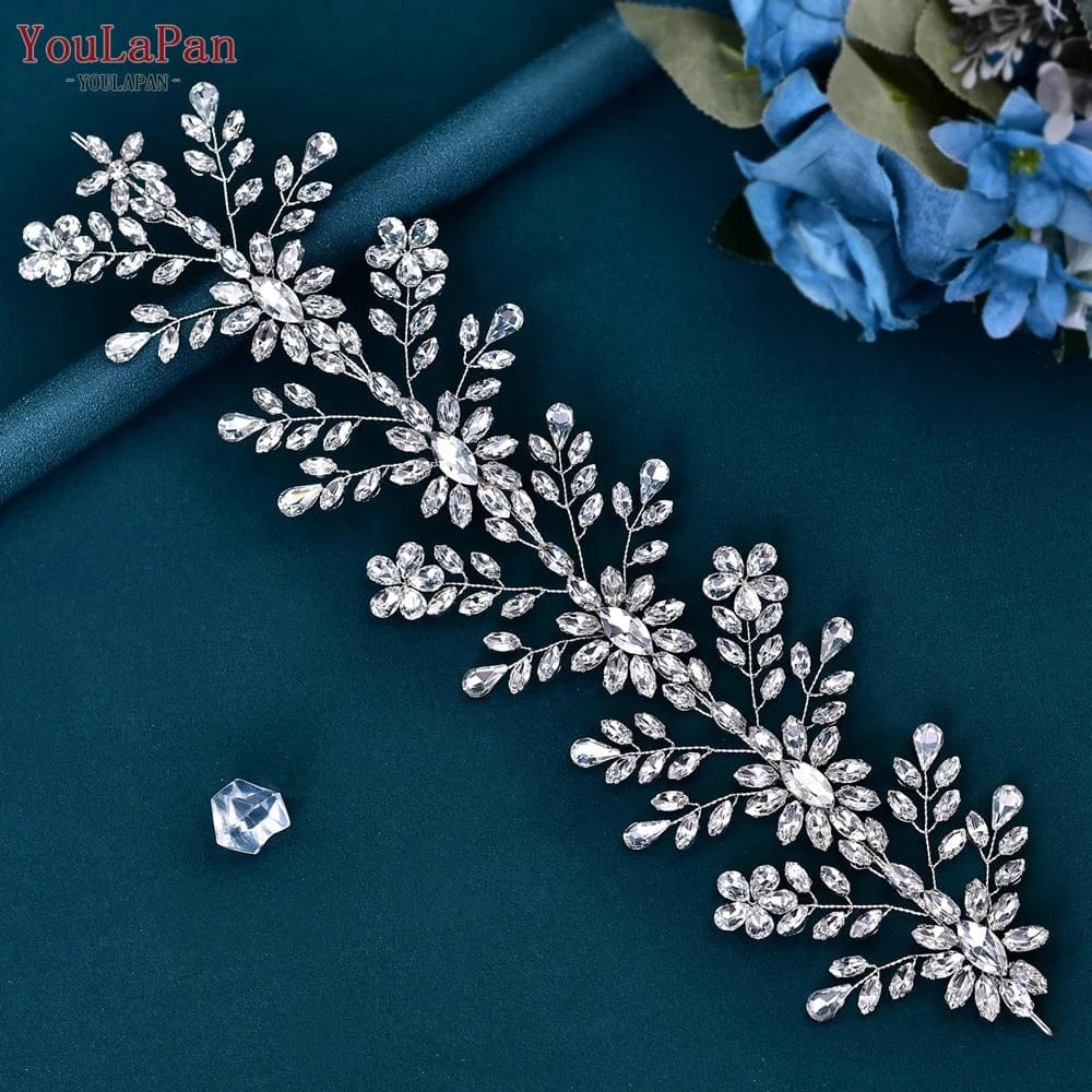 Silver Youlapan HP408 Silver Rhinestone Headband Women Bridal Hairband Hair Accessories Handmade Wedding Hair Jewelry
