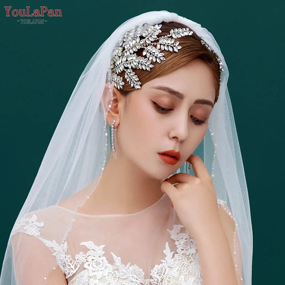 Silver YouLaPan HP418 Custom Fit Bridal Crown Sparkling Rhinestone Headbands Women Wedding Pageant Luxury Hair Accessories