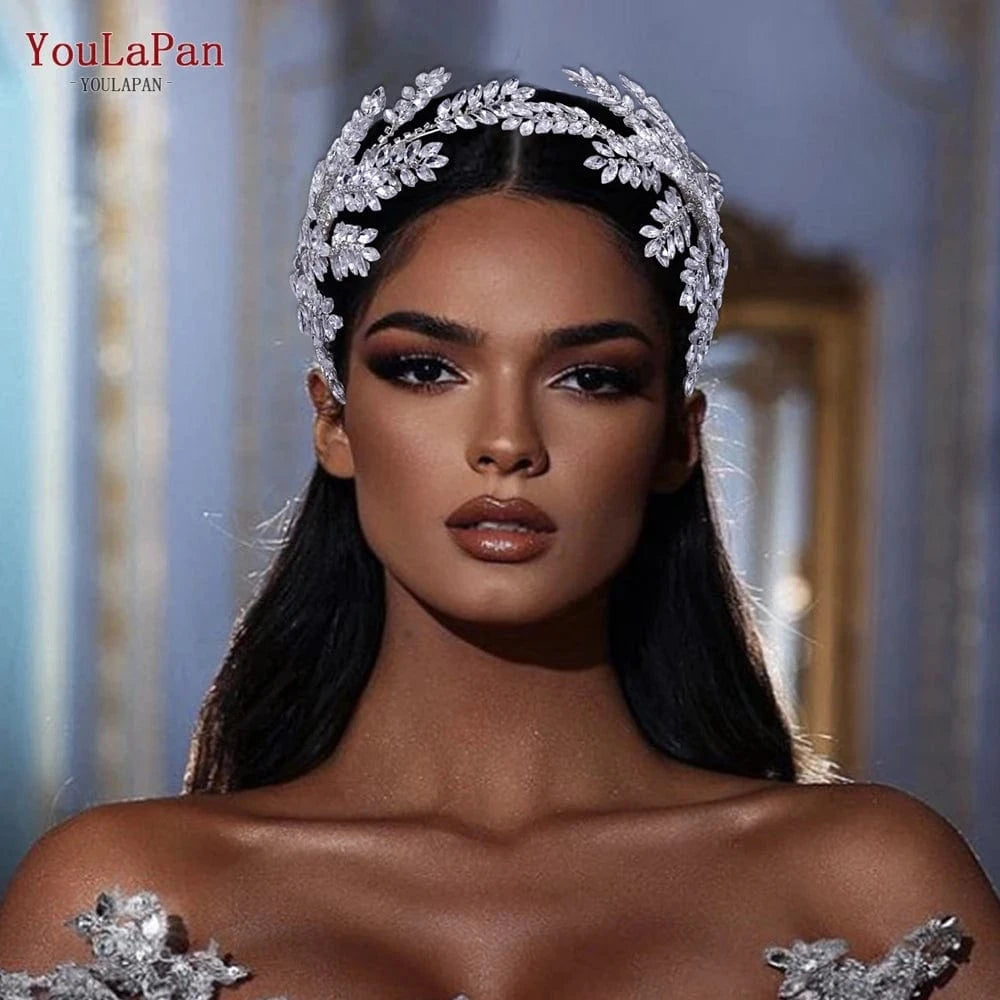 Silver YouLaPan HP418 Custom Fit Bridal Crown Sparkling Rhinestone Headbands Women Wedding Pageant Luxury Hair Accessories