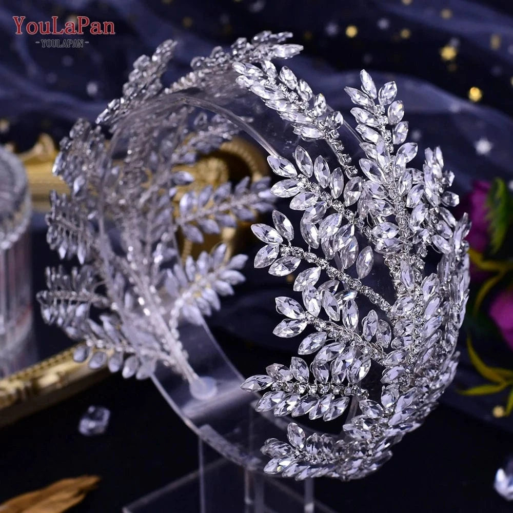 Silver YouLaPan HP418 Custom Fit Bridal Crown Sparkling Rhinestone Headbands Women Wedding Pageant Luxury Hair Accessories