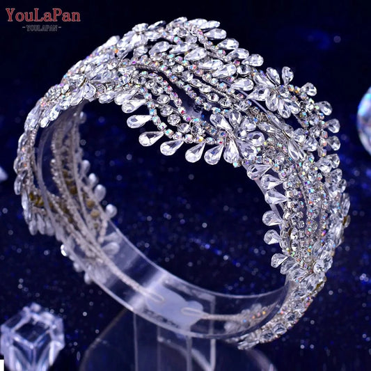 Silver Youlapan HP433 Fashion Wedding Bridal Headband Rhinestone Headwear Bridal Hair Tiara Flower  Women Headdress for Banquet