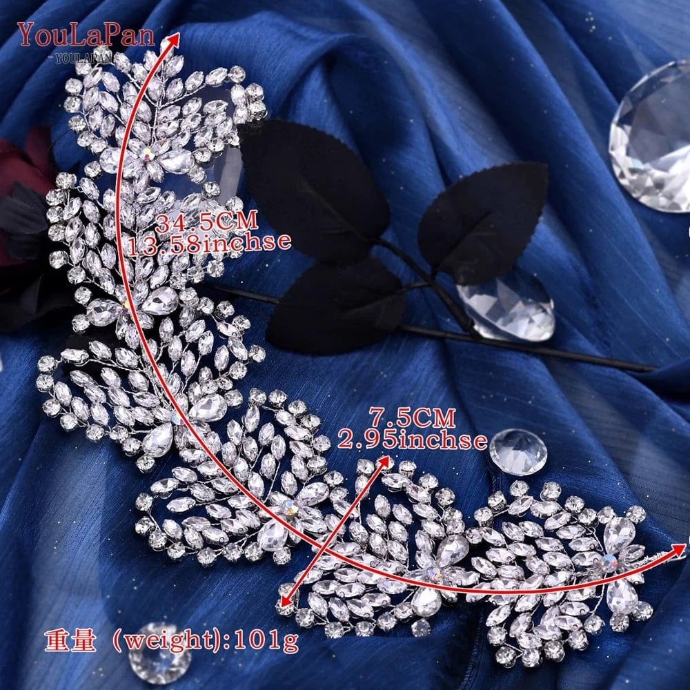 Silver Youlapan HP437 Creative Design Wedding Tiara Headband Rhinestone Hair Band Headpiece For Bridal Bridesmaid Hair Accessories