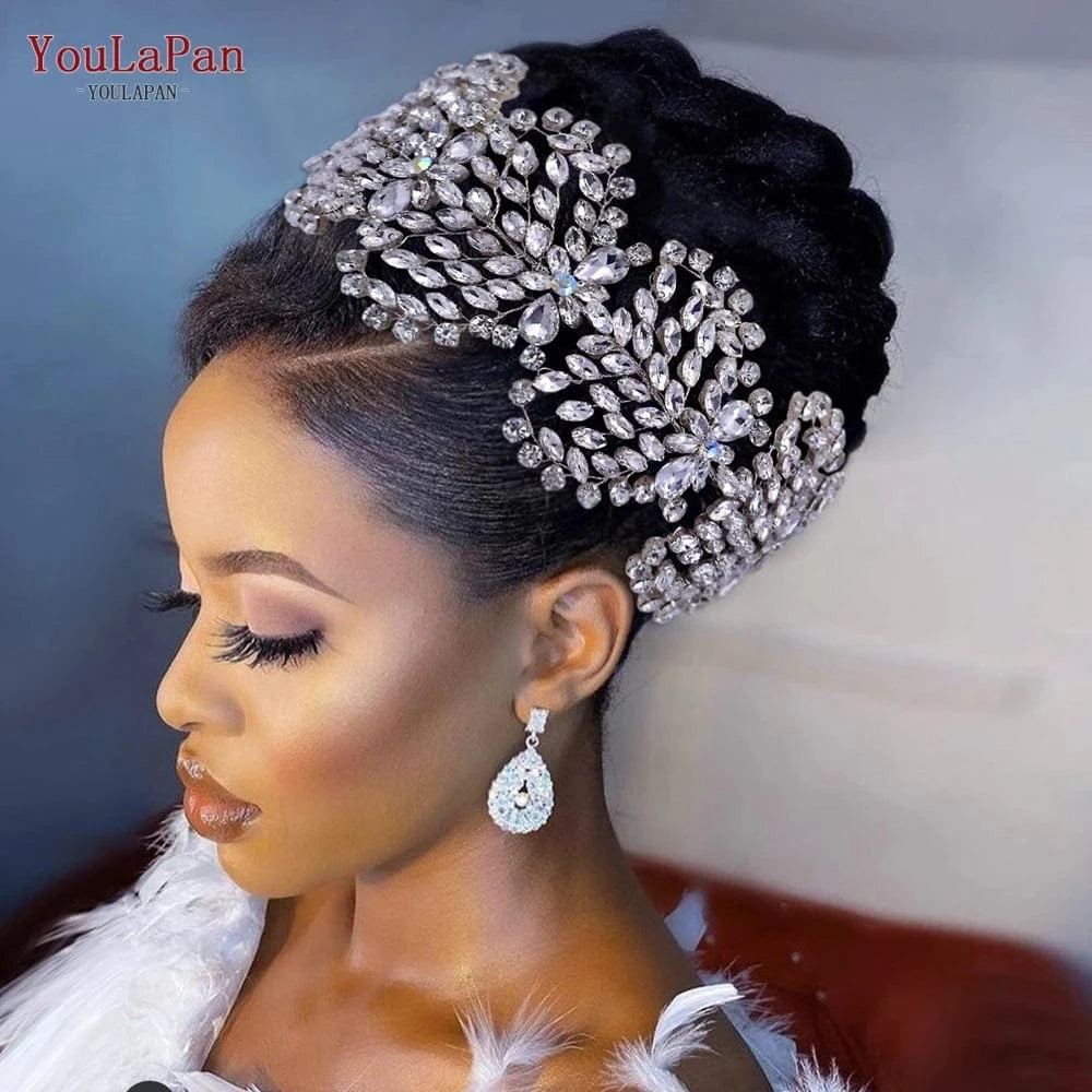 Silver Youlapan HP437 Creative Design Wedding Tiara Headband Rhinestone Hair Band Headpiece For Bridal Bridesmaid Hair Accessories