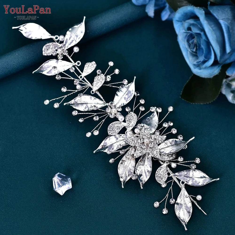 silver YouLaPan SH299 Wholesale Wedding Accessories Silver Leaf Rhinestone Woman Ribbon Belt Formal Clothing Wedding Sash