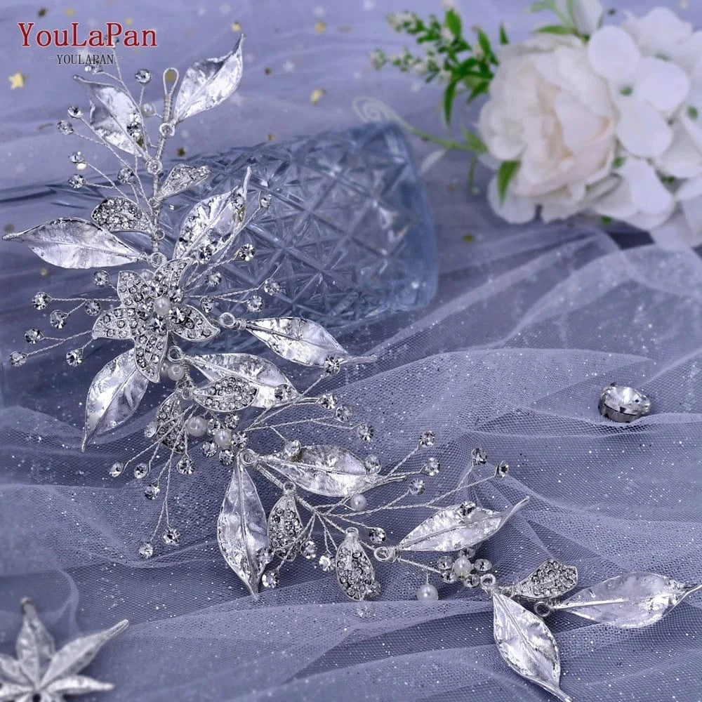 silver YouLaPan SH299 Wholesale Wedding Accessories Silver Leaf Rhinestone Woman Ribbon Belt Formal Clothing Wedding Sash