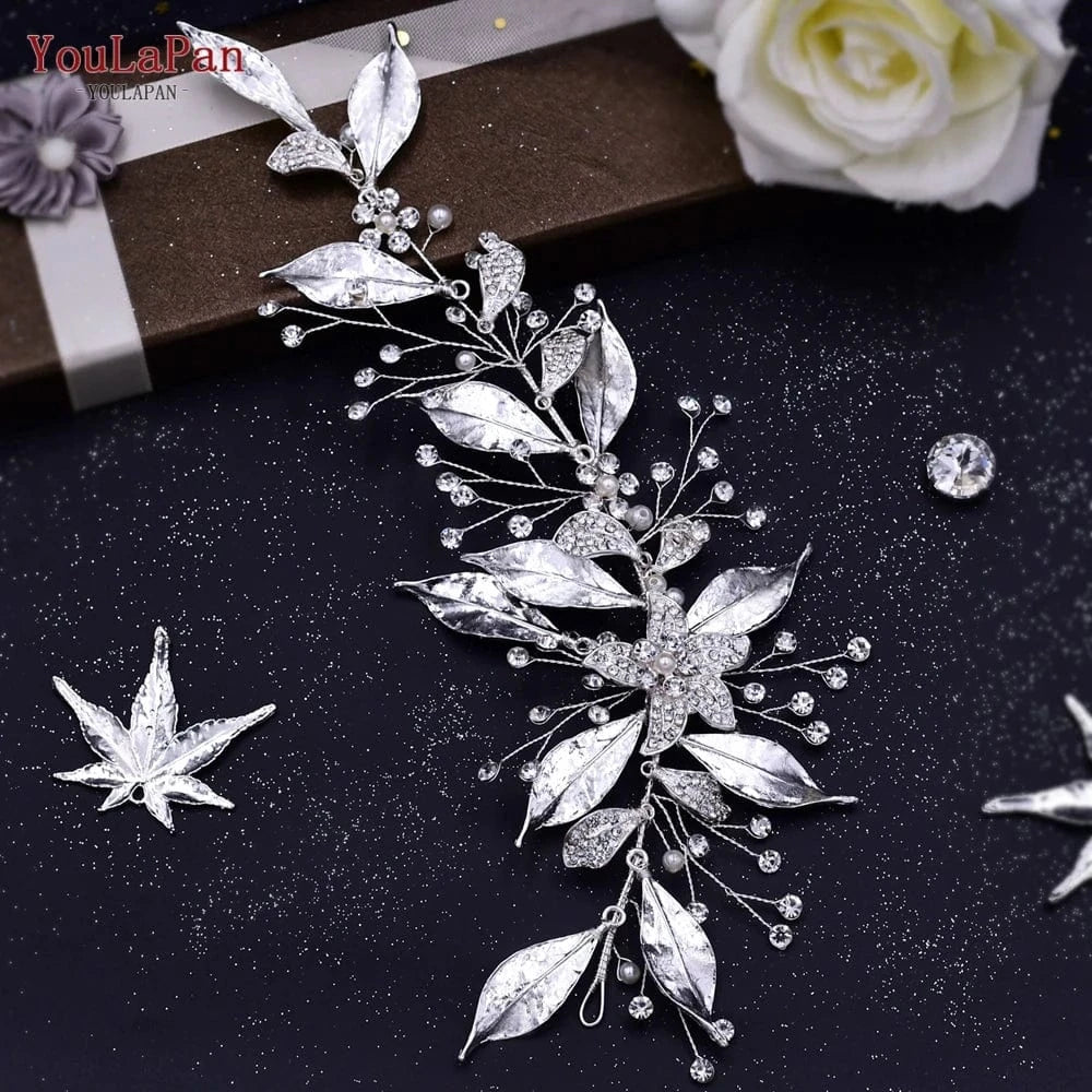 silver YouLaPan SH299 Wholesale Wedding Accessories Silver Leaf Rhinestone Woman Ribbon Belt Formal Clothing Wedding Sash