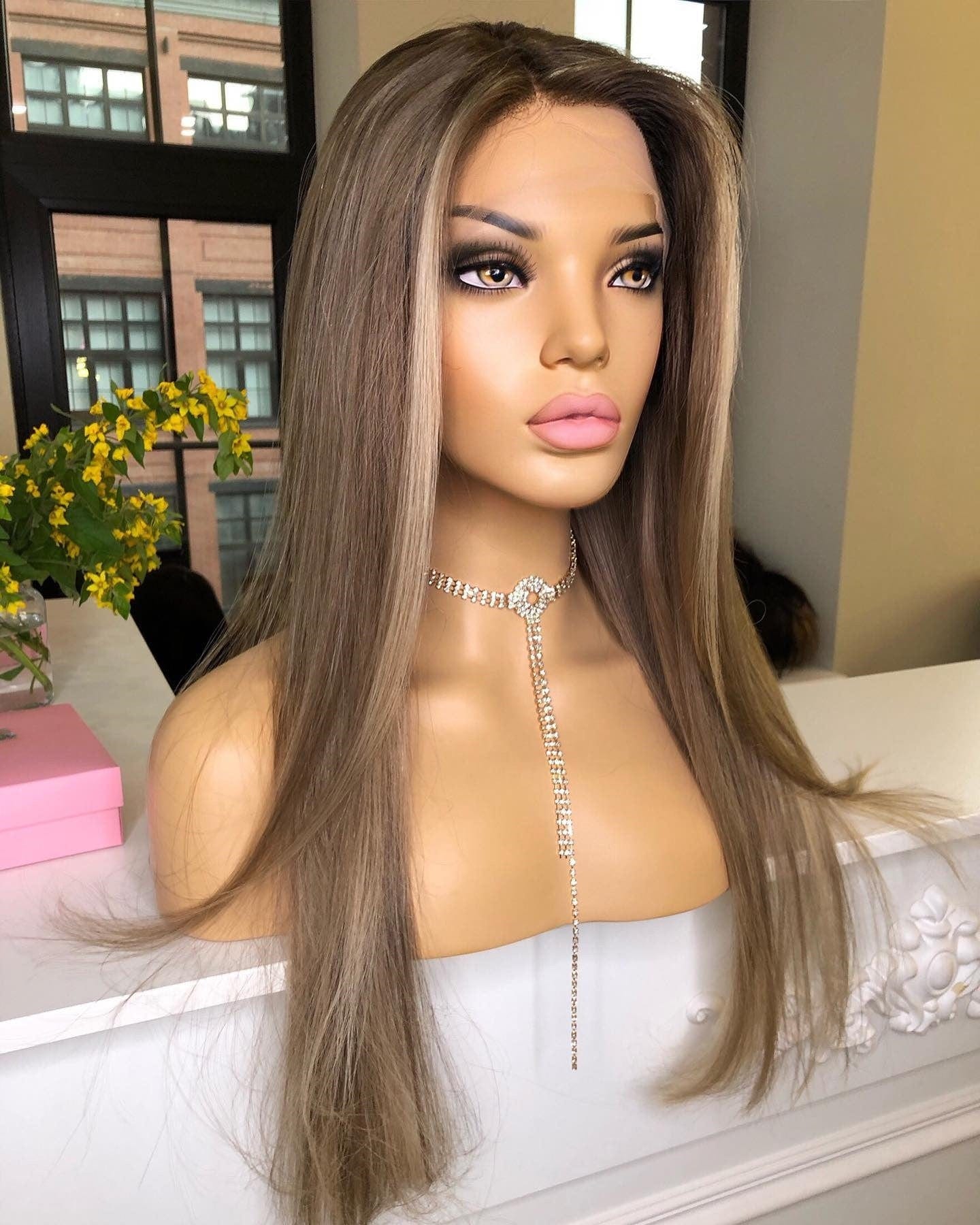 Single Donor Brazilian Human Hair Linen Grey Color Cuticle Aligned Invisible Knots Lace Front BobWig With Bangs