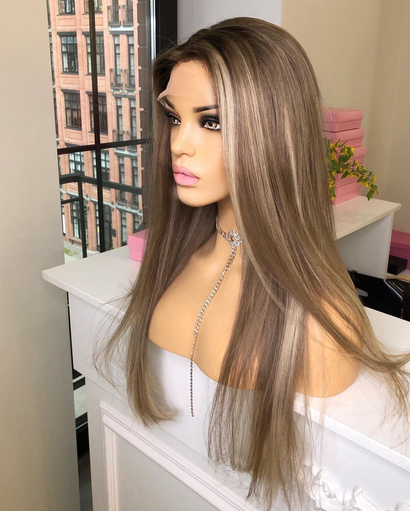Single Donor Brazilian Human Hair Linen Grey Color Cuticle Aligned Invisible Knots Lace Front BobWig With Bangs
