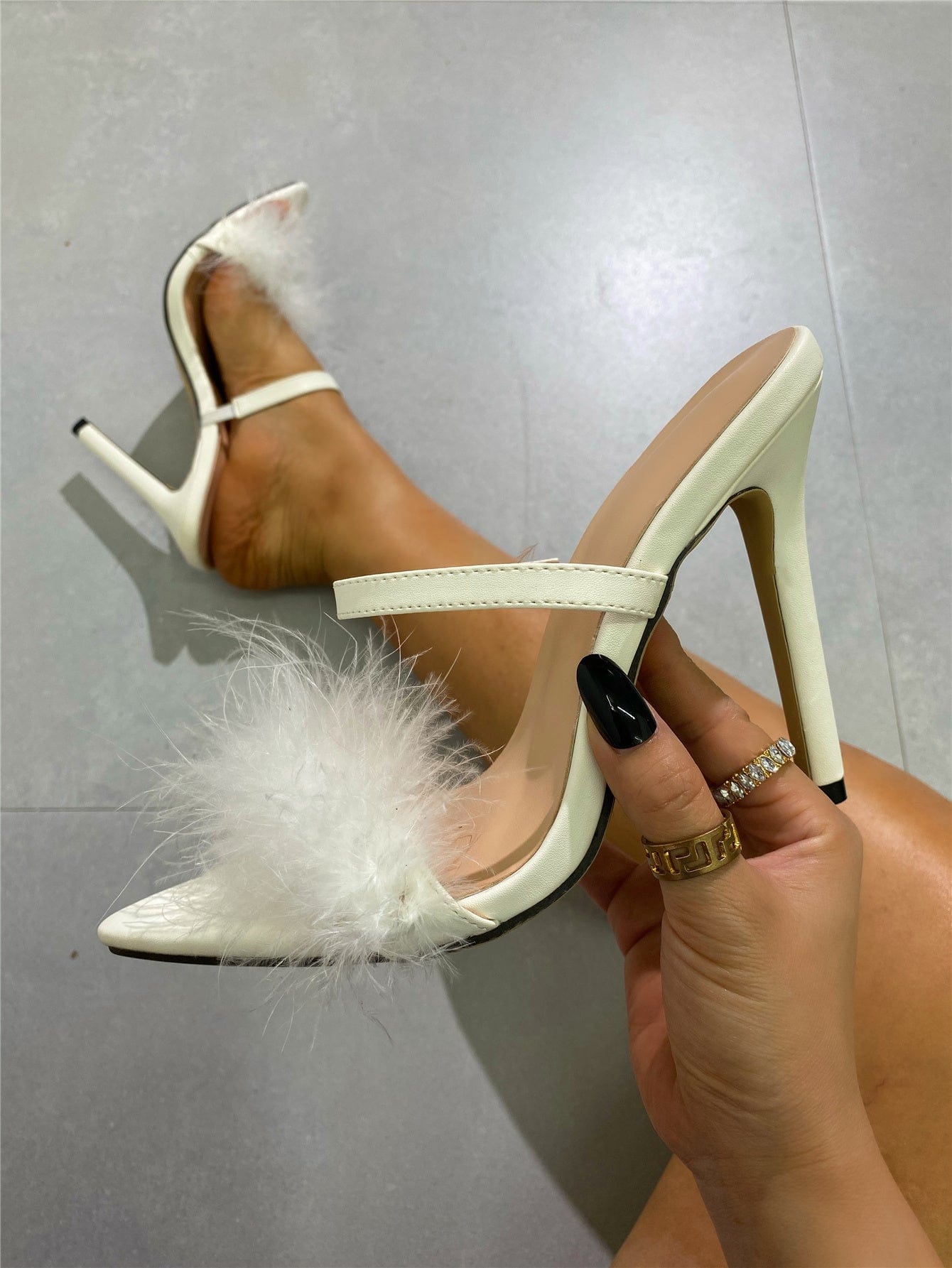 size 35=US size 4 / White Clear PVC Transparent Pumps Slip-On Thin Heel High Heels Point Toes Womens Party Shoes Nightclub Pumps White Size 35-42
