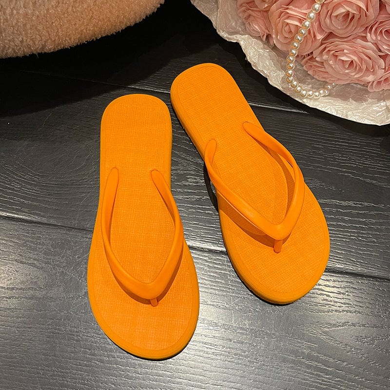 Sizes m: 37-38 / Orange Non slip simple flip flops indoor outdoor women's new ladies flats shoes style wears clip foot women beach sandals slippers