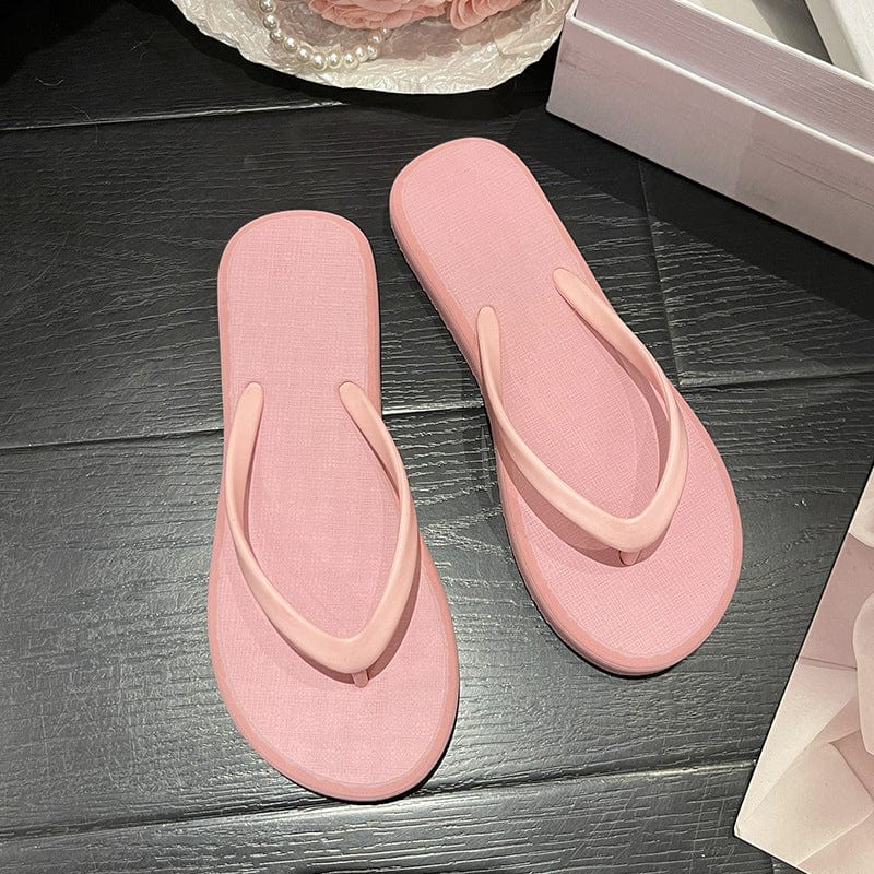 Sizes S: 35-36 / Pink Non slip simple flip flops indoor outdoor women's new ladies flats shoes style wears clip foot women beach sandals slippers