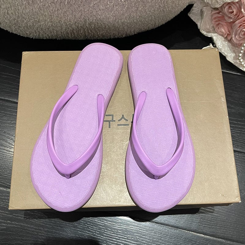 Sizes S: 35-36 / Purple Non slip simple flip flops indoor outdoor women's new ladies flats shoes style wears clip foot women beach sandals slippers
