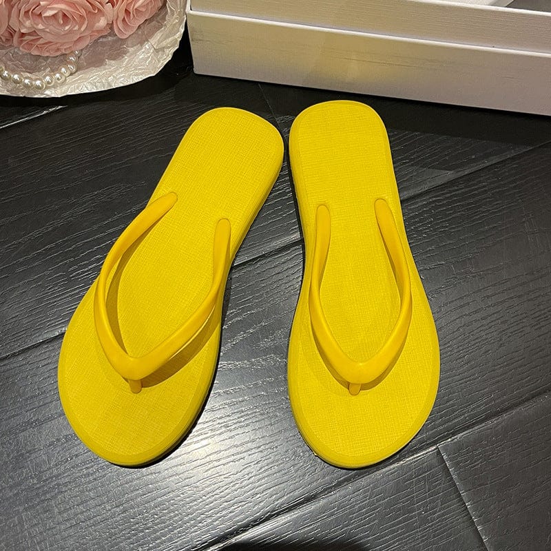 Sizes S: 35-36 / Yellow Non slip simple flip flops indoor outdoor women's new ladies flats shoes style wears clip foot women beach sandals slippers